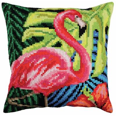 ART 5361 Roze Flamingo Borduurkussen - Kruissteekkussen ART 5361 Roze Flamingo Borduurkussen - Kruissteekkussen