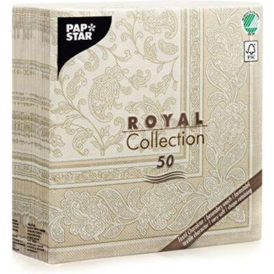 PAPSTAR 50 servetten "Royal Collection" 1/4-vouw 40 cm x 40 cm champagne "Ornaments" 11681 PAPSTAR 50 servetten "Royal Collection" 1/4-vouw 40 cm x 40 cm champagne "Ornaments" 11681