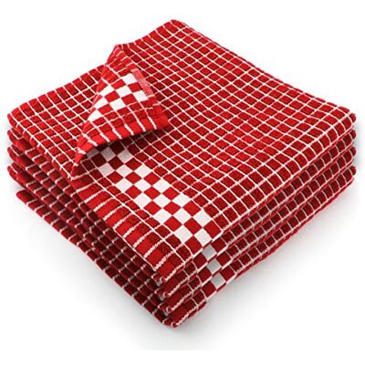 Fecido Klassieke donkere keuken theedoeken absorberend 100% katoen langdurige duurzaamheid Europese gemaakte theedoeken set van 4, rood Fecido Klassieke donkere keuken theedoeken absorberend 100% katoen langdurige duurzaamheid Europese gemaakte theedoeken set van 4, rood