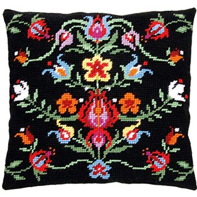 Vervaco Folklore zwart I, borduurbeeld voorgetekend gobelin kussen borduurverpakking, vooraangeduid, katoen, meerkleurig 40 x 40 x 0,3 cm Vervaco Folklore zwart I, borduurbeeld voorgetekend gobelin kussen borduurverpakking, vooraangeduid, katoen, meerkleurig 40 x 40 x 0,3 cm