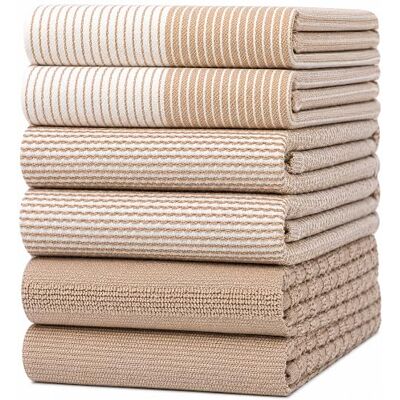 Bumble Towels Bumble Keukenhanddoeken, theedoeken, katoen, verpakking van 6 stuks, XL afmetingen 50 x 70 cm, elegant, zacht en robuust ringgesponnen katoen in 3 verschillende texturen, bruin Bumble Towels Bumble Keukenhanddoeken, theedoeken, katoen, verpakking van 6 stuks, XL afmetingen 50 x 70 cm, elegant, zacht en robuust ringgesponnen katoen in 3 verschillende texturen, bruin