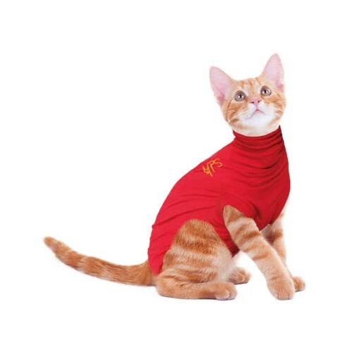 MPS Medische Pet Shirt Kat, Chirurgie Recovery Suit, Rood, XXS