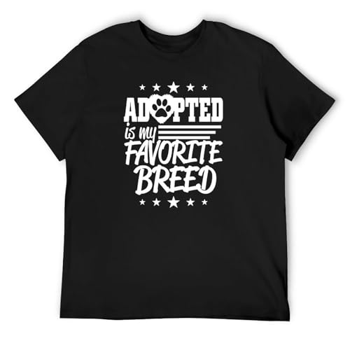 JIEXINSIYU Adopted Is My Favourite Breed T-Shirt Mens Dog Animal Pet Rescue Adopt Black XXL