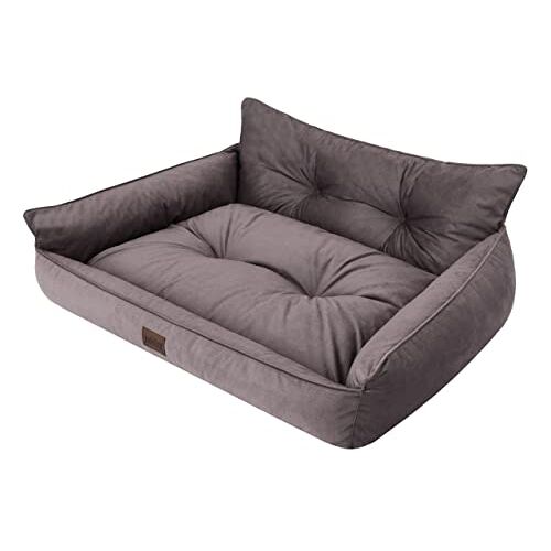 Doggy Hondenbed, huisdierenbed, hondenbed, gewatteerd, hondenkussen, bed, bank, hondenmatras, dierenbed, hondensofa, matras, bruin fancy, maat XXL 106 x 80 cm