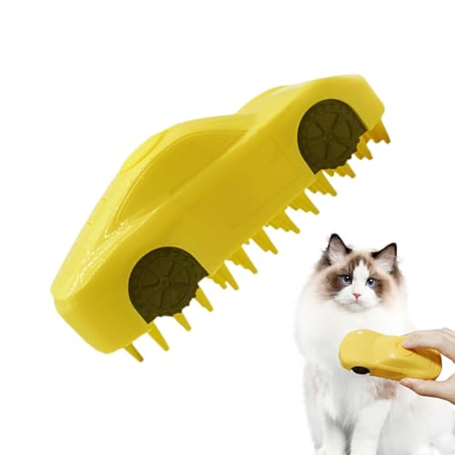 Nixieen Kattenborstel met stoom, Stoomborstel voor katten   3-in-1 zelfreinigende kattenstoomborstel in autovorm voor het afstoten Kattenborstels, stoomborstel voor huisdieren voor het afstoten van