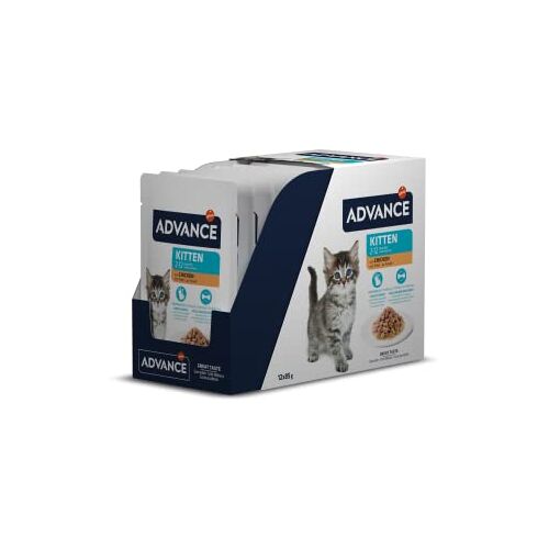 ADVANCE Natvoer voor kittens met kip, multipack, 12 x 85 g, totaal 1,02 kg