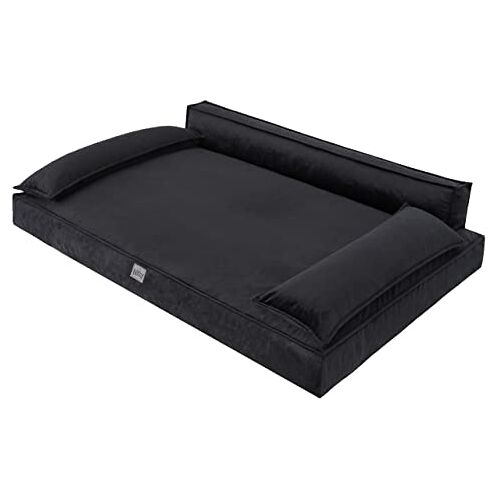 DOGGY Hondenbed, huisdierenbed, hondenbed, hondenbank, liggen, hondenkussen, bed, bank, hondenmand, dierenbed, hondensofa, matras, slaapplaats, zwart, 120 x 77 cm