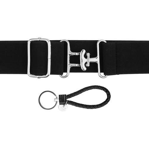 PEUTIER 3,81cm Elastische Paardensportriem en Sleutelhanger, Paardrijriem met Kruisgesp Paardenbitriem Comfortabel Heupriem Lederen Sleutelriem voor Paardensport