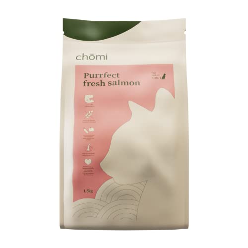 Chomi Chōmi Kattenvoer   Droogvoer met Verse Zalm   1,5 KG kattenvoer   Droogvoer voor katten   Gezond voor de vacht en darmen   Graanvrij met toegevoegde vitamines en mineralen