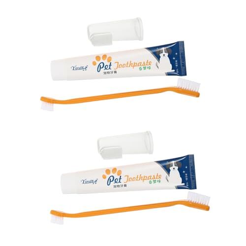 Housoutil 2 Sets set tandpasta voor honden en katten hond gezondheid tandpasta hondentandenborstel natuurlijke tandpasta tandenborstels tandenborstel voor huisdieren honden mond tandpasta