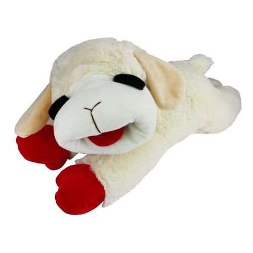 MULTIPET Officieel gelicenseerde lamskotelet Jumbo witte pluche hond speelgoed, 61,8 cm