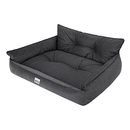 Doggy Hondenbed, huisdierenbed, hondenbed, gewatteerd, hondenkussen, bed, bank, hondenmatras, dierenbed, hondensofa, matras, grafiet facny, XXL 106 x 80 cm