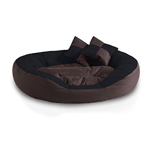 BedDog ® hondenmand SABA 4in1, grote hondenbed, hondensofa met rand, hondenhuis, ovaal hondenkussen, XL, bruin/zwart