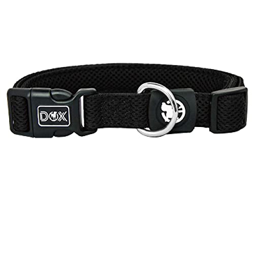 DDOXX Hondenhalsband Air Mesh, verstelbaar, gewatteerd, vele kleuren, voor kleine en grote honden, halsband voor honden, kat, puppy, hondenhalsbanden, kattenhalsband puppyhalsband klein, zwart, XS