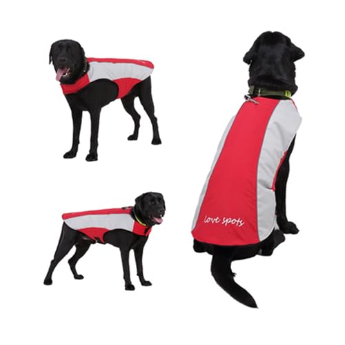 HEIOOM Hondenjassen voor grote honden, waterdichte winterjas, hondenjassen voor grote honden, warme hondenwinterjas (kleur: rood, maat: XXL)