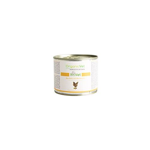 OrganicVet BioVet Natvoer voor katten, biologische kip met biologische wortel, 6-pack (6 x 200 g)