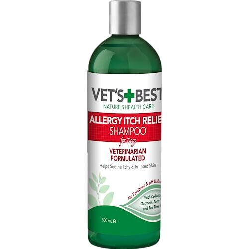 Vet's Best Allergie Itch Relief Dog Shampoo, Reinigt en verlicht ongemak van seizoensgebonden allergieën, Zachte Formule 500ml