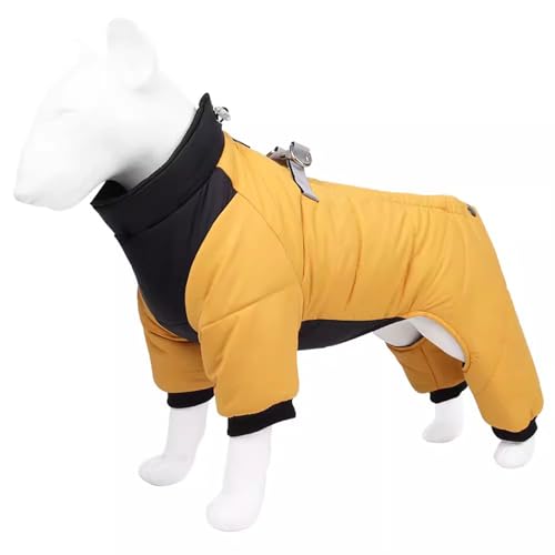 APMOE Honden Winter Jassen voor Kleine Honden, Hondenjassen met Poten en Harnas voor Middelgrote Honden, Reflecterend Hondenjack voor Koud Weer voor Puppy(Size:XL,Color:Geel)