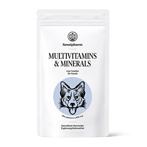 Sensipharm Multivitaminen voor honden, 250 tabletten, natuurlijke vitaminen en mineralen voor immuunsysteem en afweer