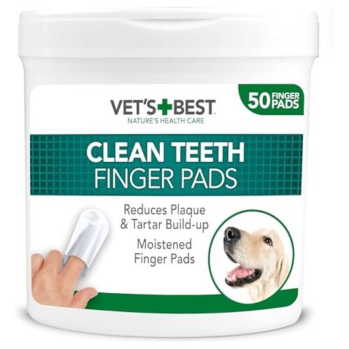 Vet's Best Dental Care Vingerdoekjes   Vermindert tandplak en verfrist de   Tanden reinigen vingerdoekjes voor honden en katten   50 wegwerpdoekjes