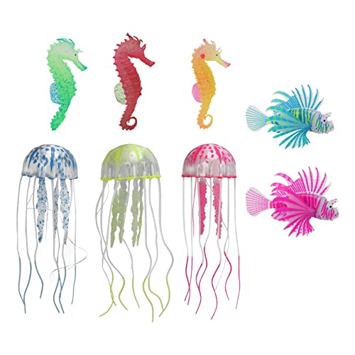 CHICIRIS Lichtgevende decoratie voor aquaria, nylon koord, 8 stuks, levendige decoratieset voor aquaria, siliconen voor aquarium