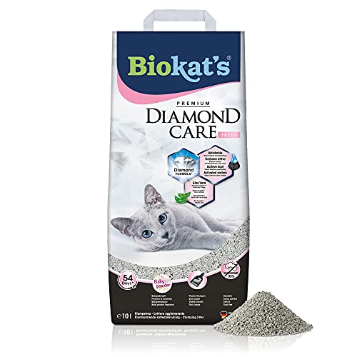 Biokat's Diamond Care Fresh, geurend Fijne kattenbakvulling met actieve kool en aloë vera 1 zak (1 x 10 l)