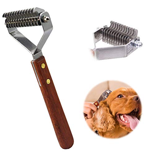 Aidiyapet 14-Blade Rake Pet Ondervacht Rake,Premium hondenborstel kattenborstel voor honden katten onderwol borstel, onderbontborstel voor lang haar verwijdert zacht dode ondervacht vervilten vachtverzorging,grooming