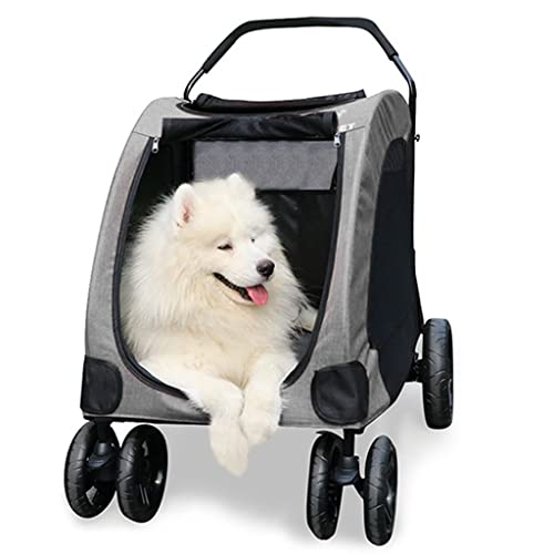 RsFiL Premium Heavy Duty honden/kat/huisdier hondenwagen, reiswagen, grote hondenwandelwagen, hondenwandelwagen voor grote honden, hondenwagen, kinderwagen buggy met extra grote wielen, binnen 50 kg