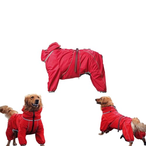 HEIOOM Waterdichte hondenjas, hondenjas voor buiten, verstelbare sneeuwjas, hondenjassen voor grote honden (kleur: rood, maat: XL)