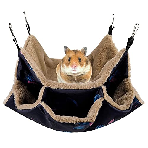 ZEACCT Hamster hangmat,Hangmat voor Kleine Huisdieren Hangmat Warme Hangende Hangmat, Kleine huisdier kooi hangmat voor Hleine Dieren Triple-Layer Sugar Glider Hangmat Hamsterkooi Accessoires Beddengoed