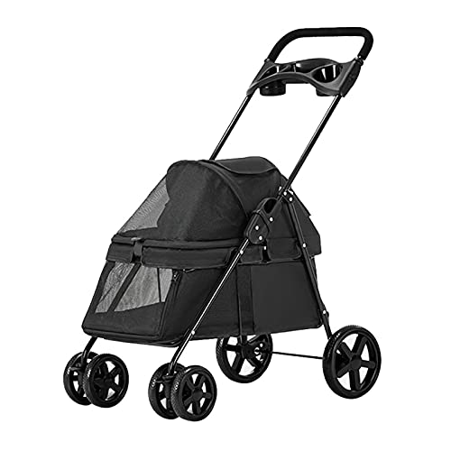 ATHUAH Pet Gear Hondenwagens voor kleine honden Opruiming, Hondenwagen voor katten met bekerhouder, Ademende hondenkinderwagen Kinderwagens Premium hondenwagen Wandelwagen Buggy met regenhoes