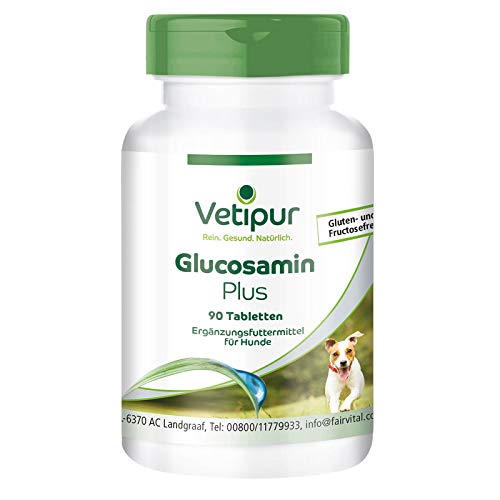 Vetipur Fairvital    Glucosamine Plus bevat glucosamine chondroïtine MSM vitamine C en vitamine E Voedingssupplement voor honden 90 Tabletten