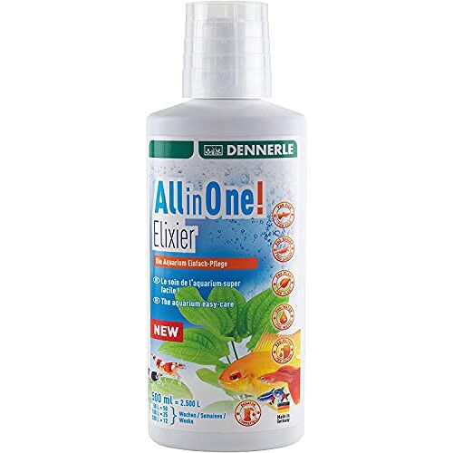 Dennerle All-in-One Elixir De gemakkelijke aquariumverzorging voor vissen, garnalen, planten, filters en water 500 ml