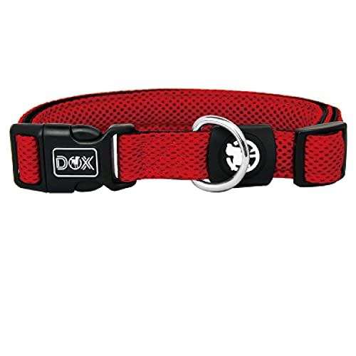 DDOXX Hondenhalsband Air Mesh, verstelbaar, gewatteerd, vele kleuren, voor kleine en grote honden, halsband voor hond, kat, puppy, hondenhalsband, kattenhalsband, puppyhalsband, klein, rood, L