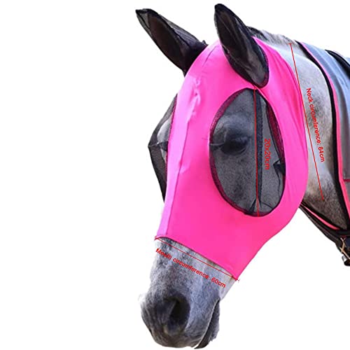 JIAHUA Paardenvliegenmasker, paarden, vliegenmasker voor paarden, met oorbescherming, comfortabel, ademend, uv-bescherming, glad en elastisch vliegenmasker in volledige grootte voor paarden (5 kleuren)