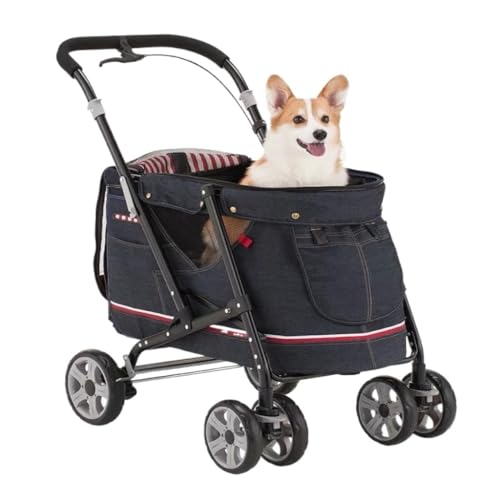 ikleu Kinderwagen Voor Hond Kinderwagen Hondenwagen Lichtgewicht Opvouwbare Kattenwagen Middelgrote Kleine Hondenwagen Hondenwandelwagen Kinderwagen Voor Katten (Color : Blue)