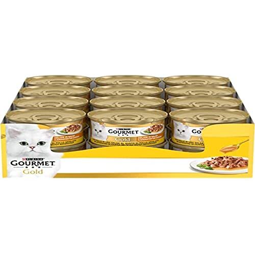 Gourmet Purina  Gold lekkernijen in saus natvoer voor katten met kip, 24 blikjes à 85 g