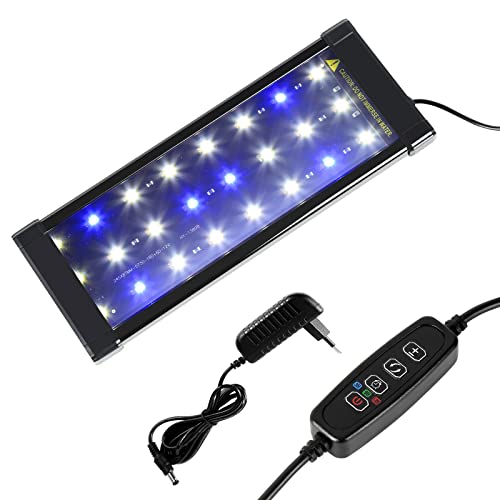 Einfeben LED-aquariumverlichting, blauw wit licht 10W universele aquariumverlichting met verstelbare beugel voor zoetwateraquaria van 35-50 cm