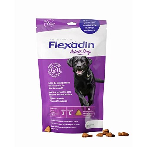 Flexadin ® Adult Dog, voor gezonde gewrichten van volwassen honden; met ongedenatureerd collageen type II (UC-II®), 60 snoepjes voor gewrichten