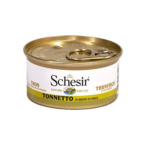Schesir Cat in bouillon, tonijn, kattenvoer nat in eigen kookbouillon, 24 blikjes x 70 g