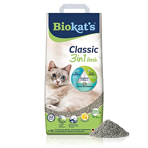 Biokat's Classic fresh 3in1, geurend Klontvormende kattenbakvulling met korrels in 3 verschillende groottes 1 zak (1 x 10 l)