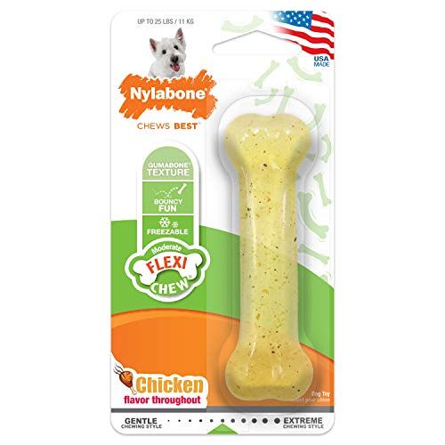 Nylabone , Matige kauwbot voor honden, flexibele kauwbot, kippensmaak, klein, geschikt voor honden tot 11 kg