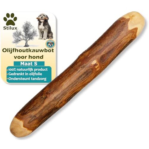 Stilux ® kauwbot van olijfhout voor honden tot 10 kg, maat S, hondenbot hondenspeelgoed, natuurlijk kauwhout speelgoed, kauwspeelgoed voor tandverzorging van de hond