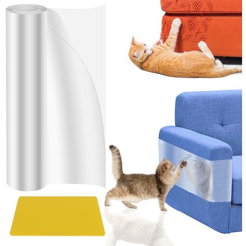 Lollanda 20 x 500 cm transparante krasbescherming sofa kat pad, katten anti-kras tape, krasbeschermingsfolie zelfklevend, meubelbescherming, meubelbeschermer, krabpads voor katten, muur, muur, deur en