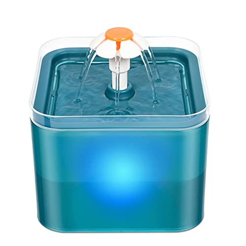 VENUSDALI Kattenfontein, 2 liter, kattendrinkfontein met actieve koolfilter en waterpomp, ultralichte kattendrinkfontein, led-lichtfontein, groen