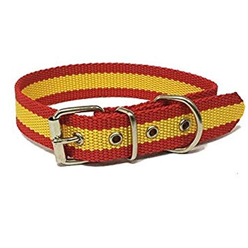 Global Hondenhalsband met Spaanse vlag   hondenhalsband van nylon met lederen versterking   halsband 45 cm
