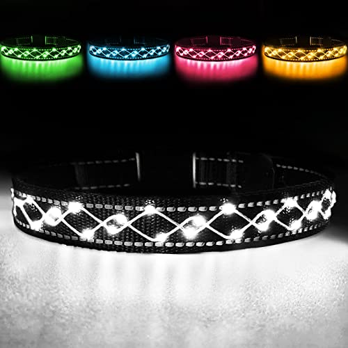 kulloomii USB LED Halsband voor Honden Hondenhalsbanden Waterdicht Lichtgevende Halsbanden voor Kleine Grote Honden Wit
