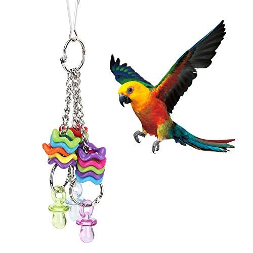 Redxiao Niet-toxisch vogelspeelgoed, papegaai speelgoed, met haak tepel ring dieren voor papegaaien huisdieren vogels