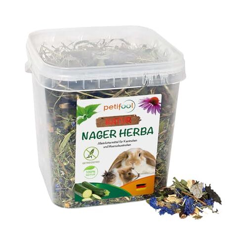 petifool Knaagdieren Herba 430 g alleen voor knaagdieren knaagdiervoer voor konijnen en cavia's zonder kunstmatige toevoegingen 100% natuur geschikt voor voeding