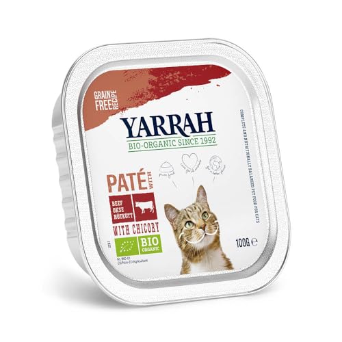 Yarrah Pate Rind Cichorei 100g Biologische kattenvoer, 16 stuks (16 x 100 g)